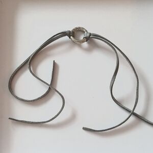 Karma Monogram White Metal Leather Band Bracelet Unisex